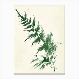 Green Ink Painting Of A Japanese Tassel Fern 4 Canvas Print