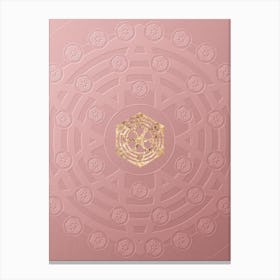 Geometric Gold Glyph on Circle Array in Pink Embossed Paper n.0020 Canvas Print