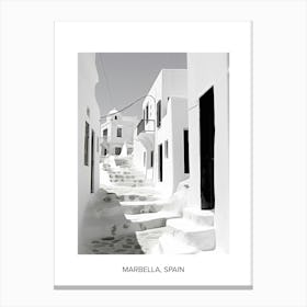 Poster Of Mykonos, Greece, Photography In Black And White 1 Canvas Print