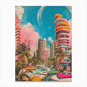 Miami   Retro Collage Style 1 Canvas Print