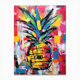 Colorful Cravings: Pineapple Street Art Delight Canvas Print