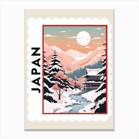Retro Winter Stamp Poster Nagano Japan 1 Canvas Print