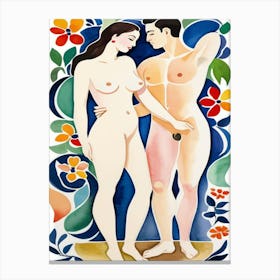 Nude Couple Watercolor Artist Canvas Print