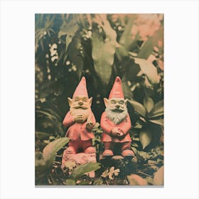 Retro Photo Of Gnomes In The Garden 3 Canvas Print