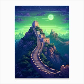 Great Wall Of China Pixel Art 2 Canvas Print
