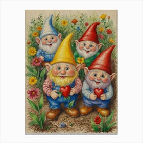 Gnomes In The Garden Canvas Print