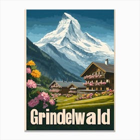 Aihrgdesign A Retro Travel Poster For Grindelwald Featuring A 3887fa3d 9feb 4a51 Bcc3 9d9bd39cfa4c 1 Canvas Print