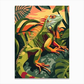Green Galápagos Land Iguana Abstract Modern Illustration 2 Canvas Print