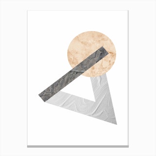Peach and Grey Marble Triangle and Circle Canvas Print