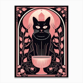 The Temperance Tarot Card, Black Cat In Pink 0 Canvas Print