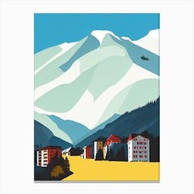 Kranjska Gora 2, Slovenia Midcentury Vintage Skiing Poster Canvas Print