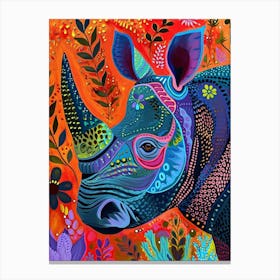 Kitsch Colourful Rhino 1 Canvas Print