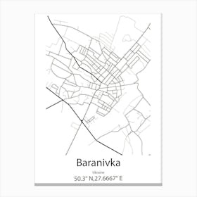 Baranivka,Ukraine Minimalist Map Leinwandbild