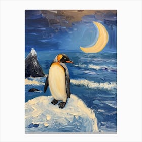Adlie Penguin Half Moon Island Oil Painting 1 Canvas Print