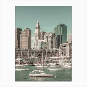 Boston Skyline Urban Vintage Style Canvas Print