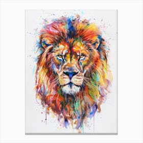 Lion Colourful Watercolour 1 Canvas Print