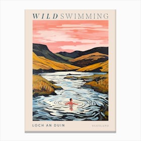 Wild Swimming At Loch An Duin Scotland 1 Poster Canvas Print