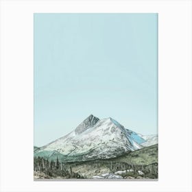 Mount Katahdin Usa Color Line Drawing (7) Canvas Print