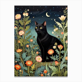 William Morris Black Cat In The Meadow 2 Canvas Print