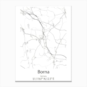 Borna,Germany Minimalist Map Canvas Print