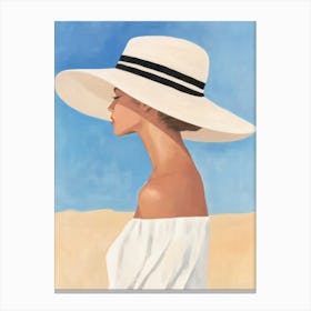 Woman In White Hat Canvas Print