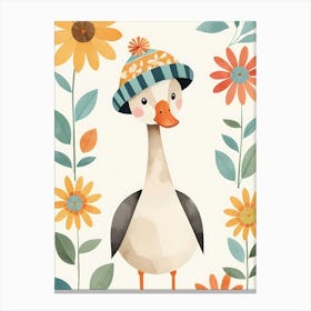 Floral Cute Baby Goose Nursery Illustration (24) Canvas Print