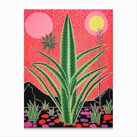 Pink And Red Plant Illustration Aloe Vera 1 Canvas Print