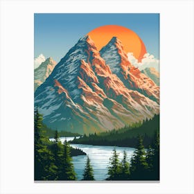 Mountain Landscape Painting Canvas Print