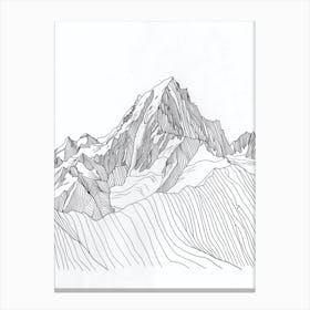 Mount Logan Canada Line Drawing 1 Canvas Print