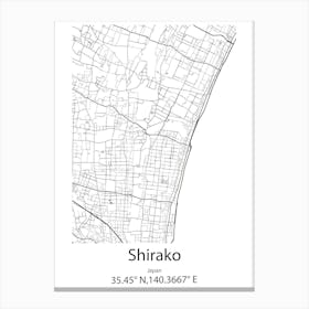 Shirako,Japan Minimalist Map Stampe su tela