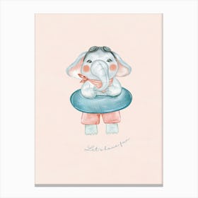 Elephant In Swimsuit Kids and Nursery Canvas Print