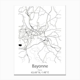 Bayonne,France Minimalist Map Canvas Print