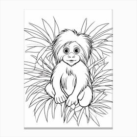 Line Art Jungle Animal Golden Lion Tamarin 1 Canvas Print