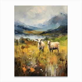 Rams By The Lake In The Highlands Canvas Print