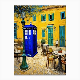 Tardis On The Terrace At Arles - Van Gogh inspired Art Print 15 Canvas Print