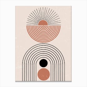 Minimalist Abstract Geometric Concentric Circles Sun Canvas Print