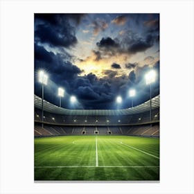 Soccer Stadium At Night Stock Photo Canvas Print