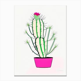 Easter Cactus Minimal Line Drawing Canvas Print