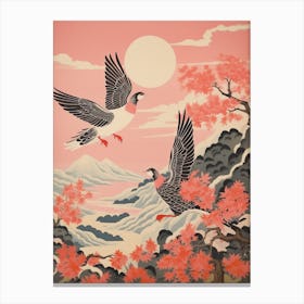 Vintage Japanese Inspired Bird Print Grouse 4 Canvas Print