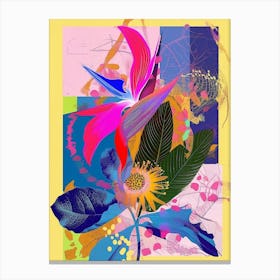 Bird Of Paradise 4 Neon Flower Collage Canvas Print