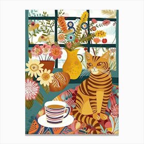 Tea Time With A Bengal Cat 1 Canvas Print