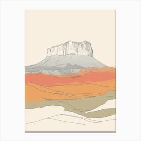 Mount Roraima Venezuela Brazil Color Line Drawing (7) Canvas Print