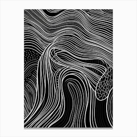 Wavy Sketch In Black And White Line Art 19 Canvas Print