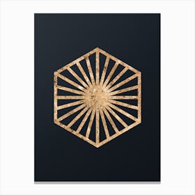 Abstract Geometric Gold Glyph on Dark Teal n.0459 Canvas Print