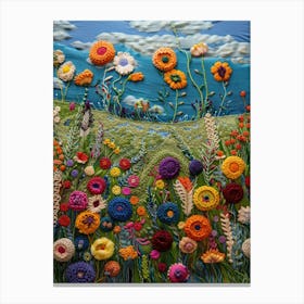 Wild Flowers Knitted In Crochet 5 Canvas Print