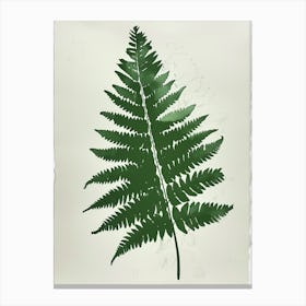 Green Ink Painting Of A Boston Fern 4 Canvas Print