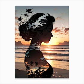 Portrait Of A Woman At Sunset Canvas Print