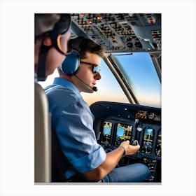 Pilots In The Cockpit - Reimagined Canvas Print