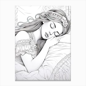 Line Art Inspired By The Sleeping Gypsy 4 Canvas Print