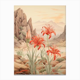Chinese Spider Lily  Flower Victorian Style 2 Canvas Print